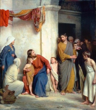  Kinder Malerei - Christus mit Kindern Religion Carl Heinrich Bloch